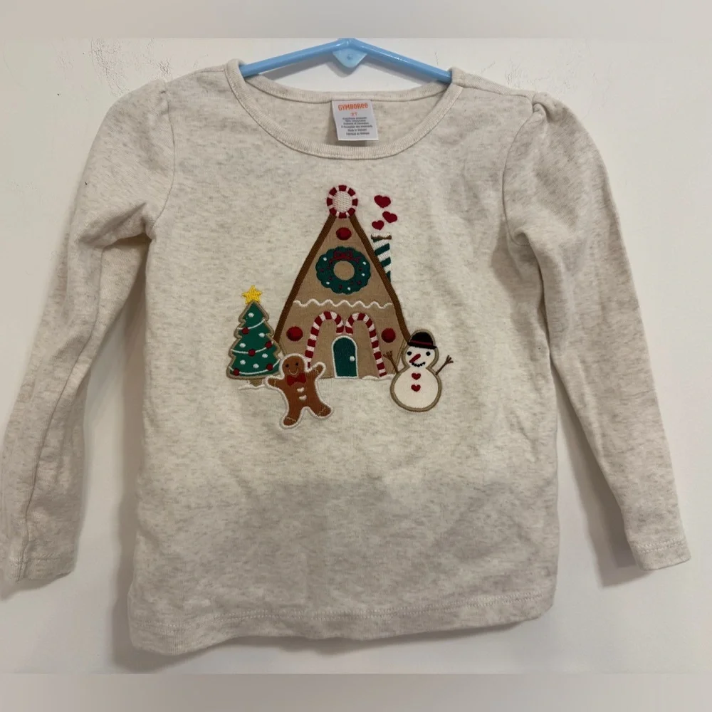 Gymboree Cream Holiday Gingerbread Long Sleeve Tee